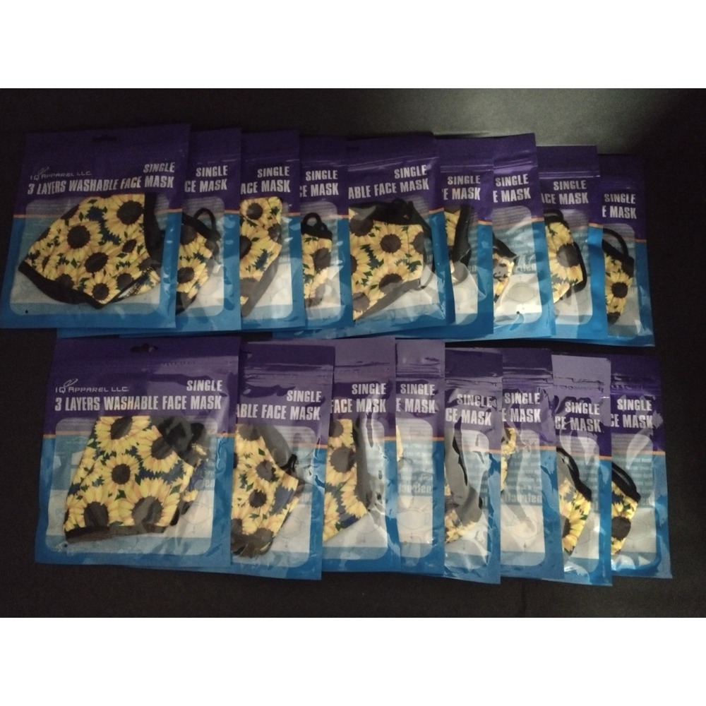 Lot Of 17 Sunflower Washable Face Masks